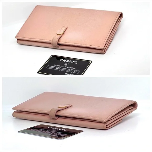 🩷 Chanel Wallet Pink Coco Button Snap Long Bifold w/ Authenticity Card and Box - Picture 5 of 10